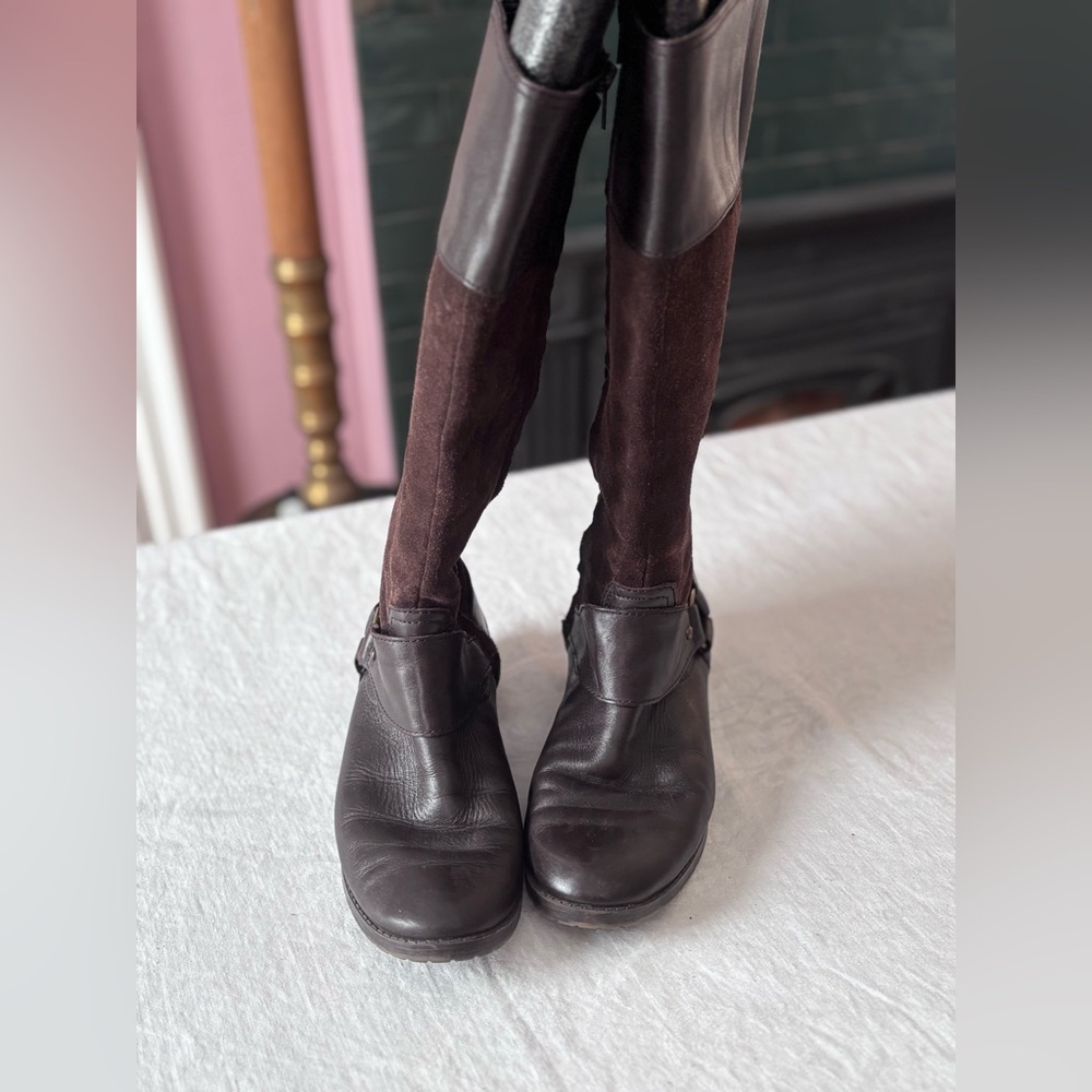 Women’s Lauren by Ralph Lauren Brown Leather Suede Zip Up Knee High Riding Boots